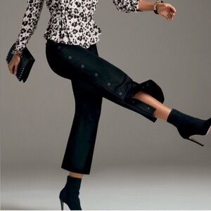 CAbi 5867 Black Wide Leg Pants Snap Button Sides Size XXL High Waist Cropped